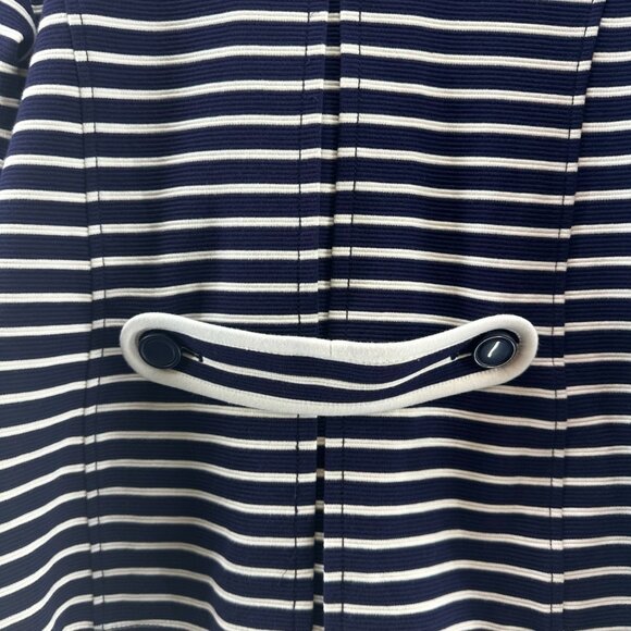 Anthropologie Stephanie Peacoat Striped Knit Jacket Size M Double Breasted Blue - Picture 13 of 13